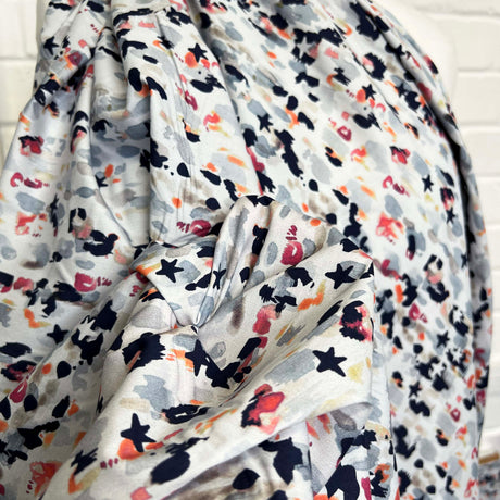 Abstract Floral Cotton Dress Fabric Dashwood Lawn - Flourish Grey CU