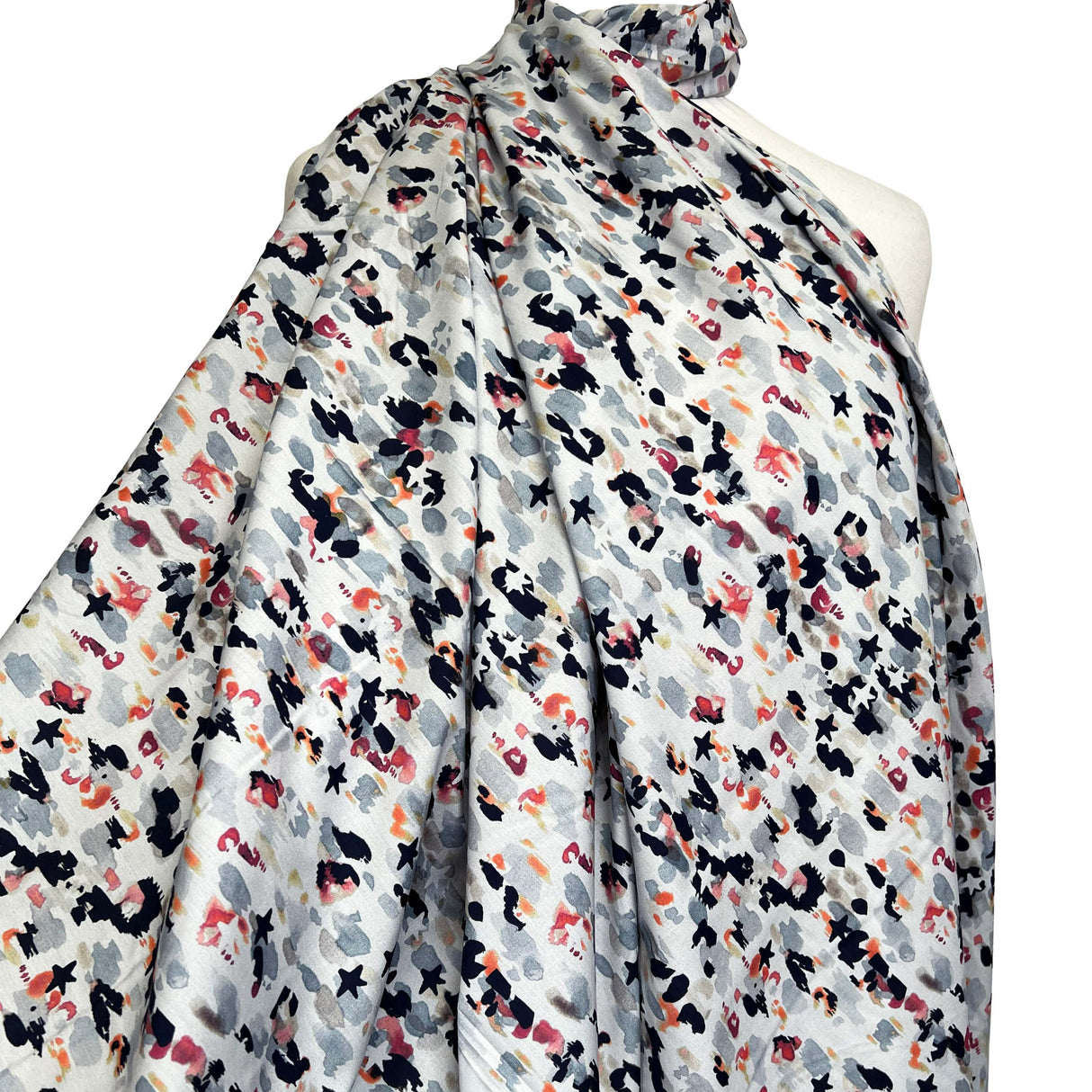 Abstract Floral Cotton Dress Fabric Dashwood Lawn - Flourish Grey Mannequin