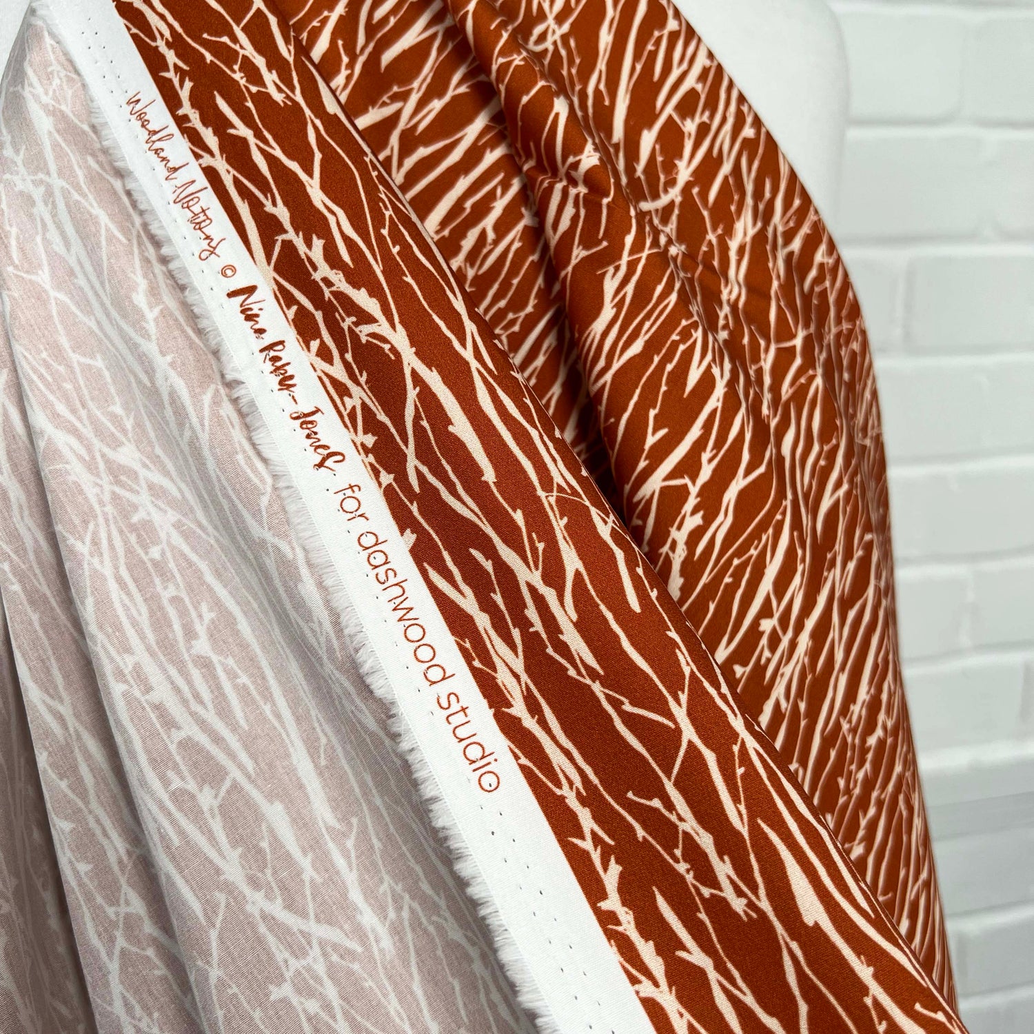 Rust Woodland Notions Cotton Fabric Dashwood Poplin Burnt Branches Hang