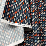 Abstract Printed Cotton Dress Fabric Dashwood Poplin Navy Fans Hang