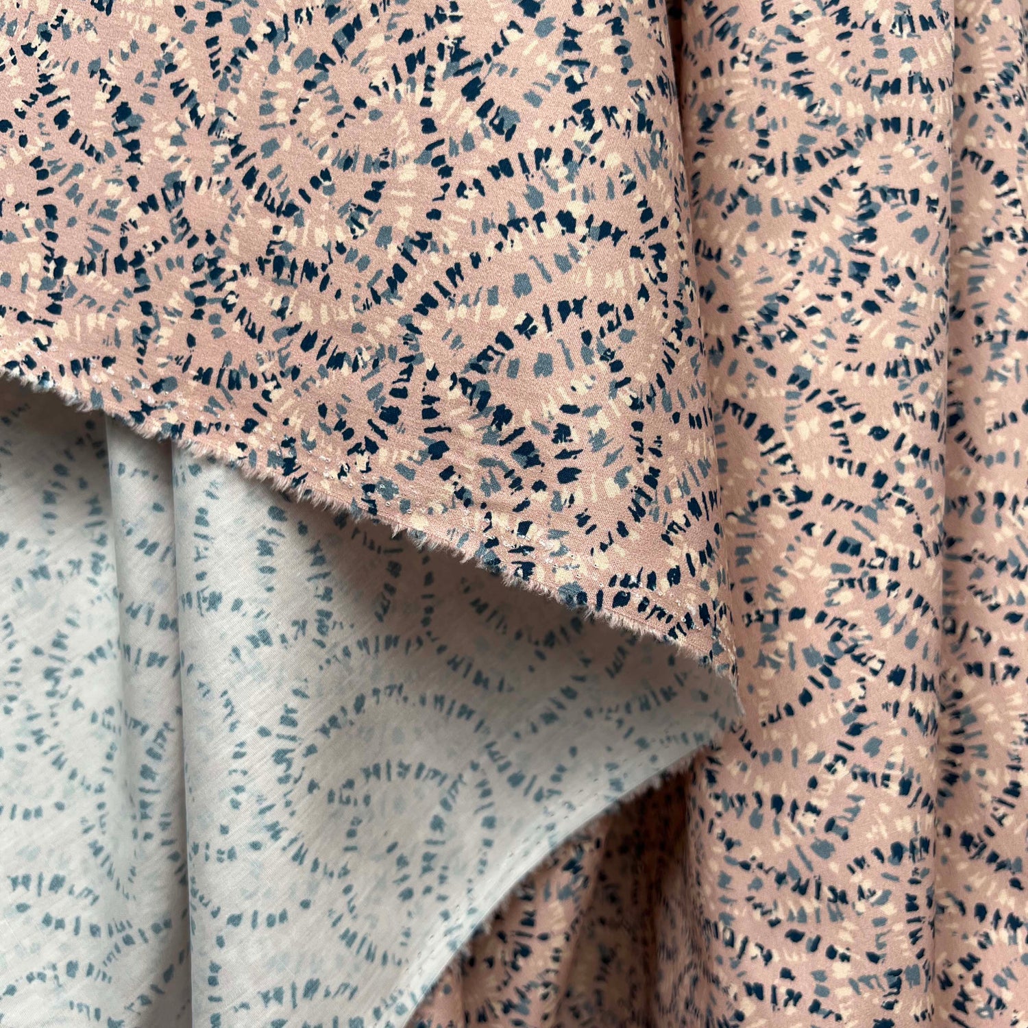Pink Abstract Print Cotton Fabric Dashwood Poplin Woodland Blush Hang
