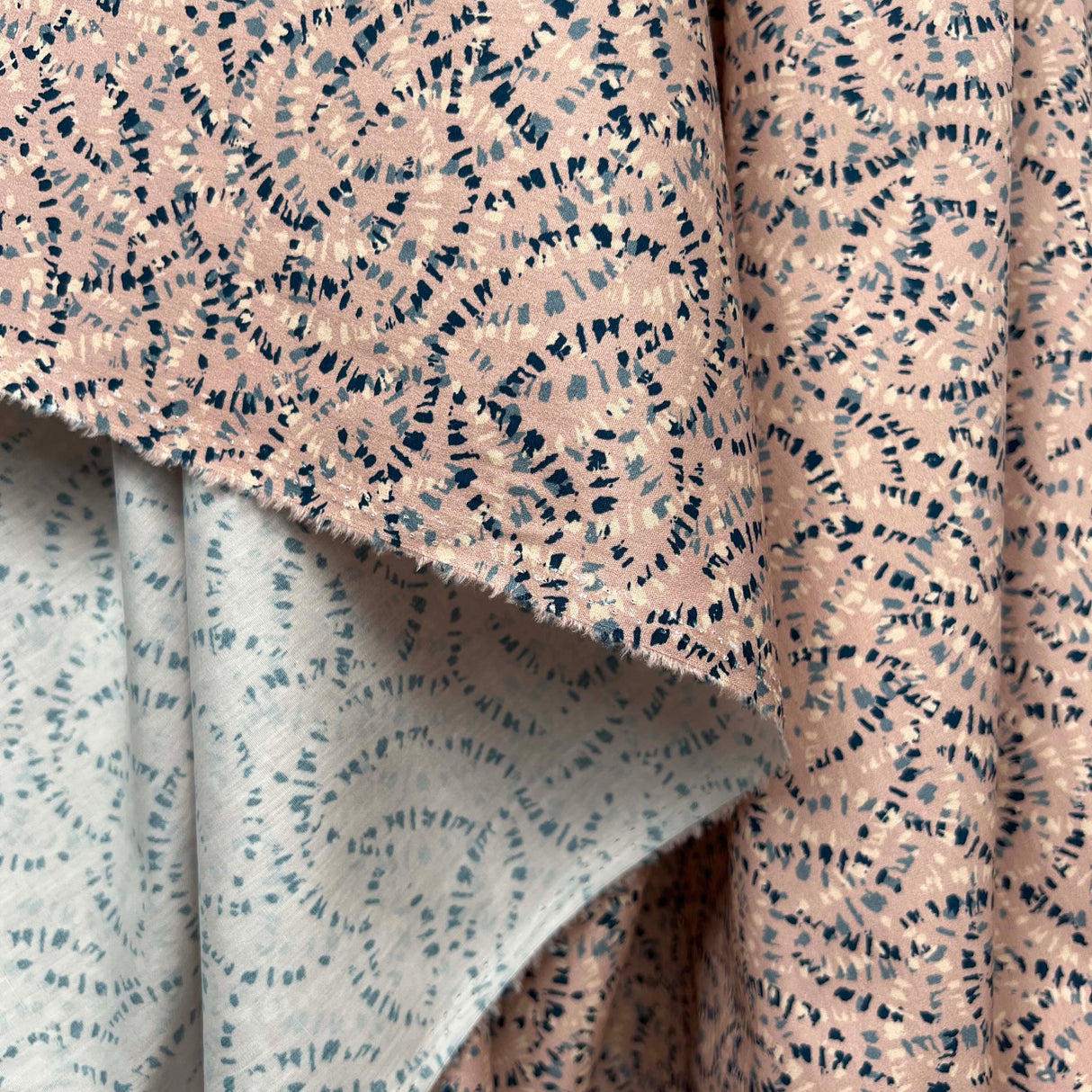 Pink Abstract Print Cotton Fabric Dashwood Poplin Woodland Blush Hang