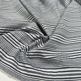 Deckchair Seersucker Navy Cotton Polyester Stripe White Woven Dress Fabric Close Up