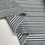 Deckchair Seersucker Navy Cotton Polyester Stripe White Woven Dress Fabric Fold