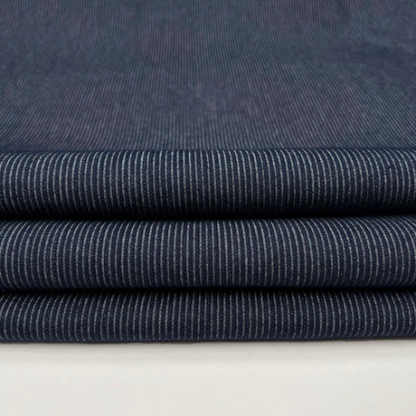 Denim Cord Polyester Cotton Stripe Blue Indigo Jean Trouser Fabric 