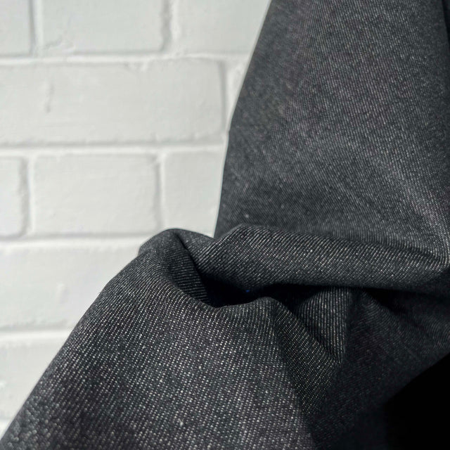 Denimfest 8.7oz Drew Black Cotton Midweight Woven Jean Trouser Fabric Close Up 2