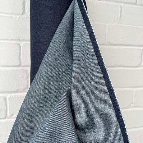 Denimfest 9.2oz Dexter Blue Cotton Polyester Viscose Woven Jean Trouser Fabric Hang