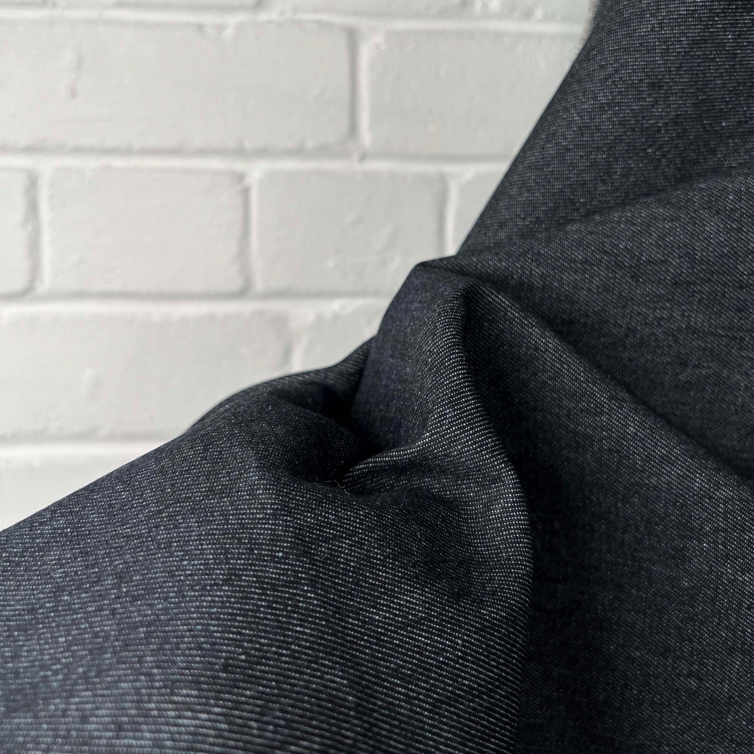 Denimfest 9.5oz Drake Black Cotton Polyester Midweight Woven Jean Trouser Fabric Close UP