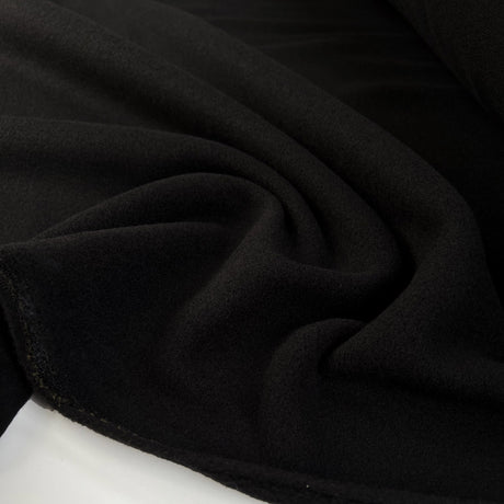 Designer Fleece Noir Black Polyester Polar Deadstock Coating Fabric CU