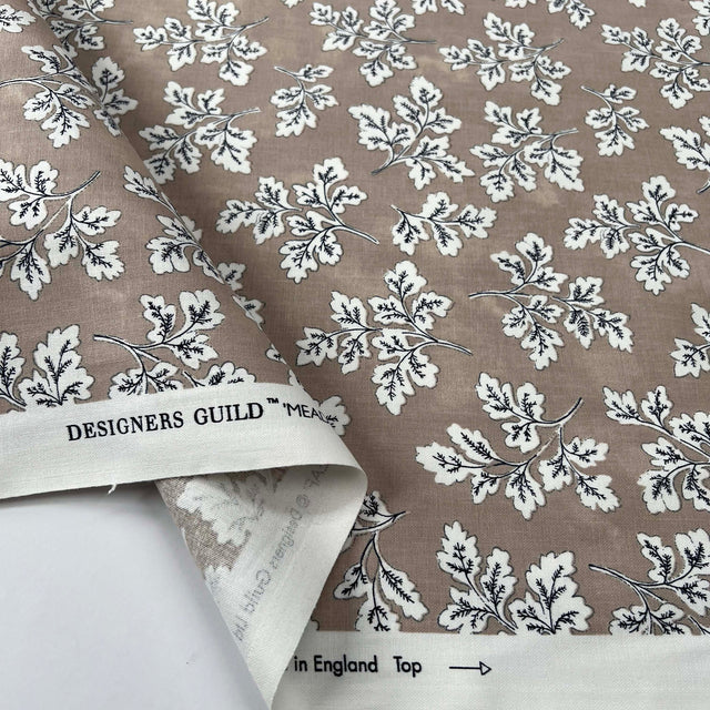 Taupe Floral Printed Cotton Fabric Designers Guild - Meadow Leaf Fold