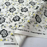 Grey Floral Print Cotton Fabric Designers Guild - Camomile - Slate Fold