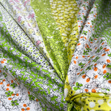Green Floral Printed Cotton Fabric Designers Guild Forget-Me-Not 