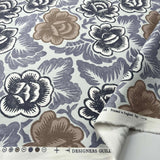 Grey Taupe Floral Printed Cotton Fabric Designers Guild - Havana Fold