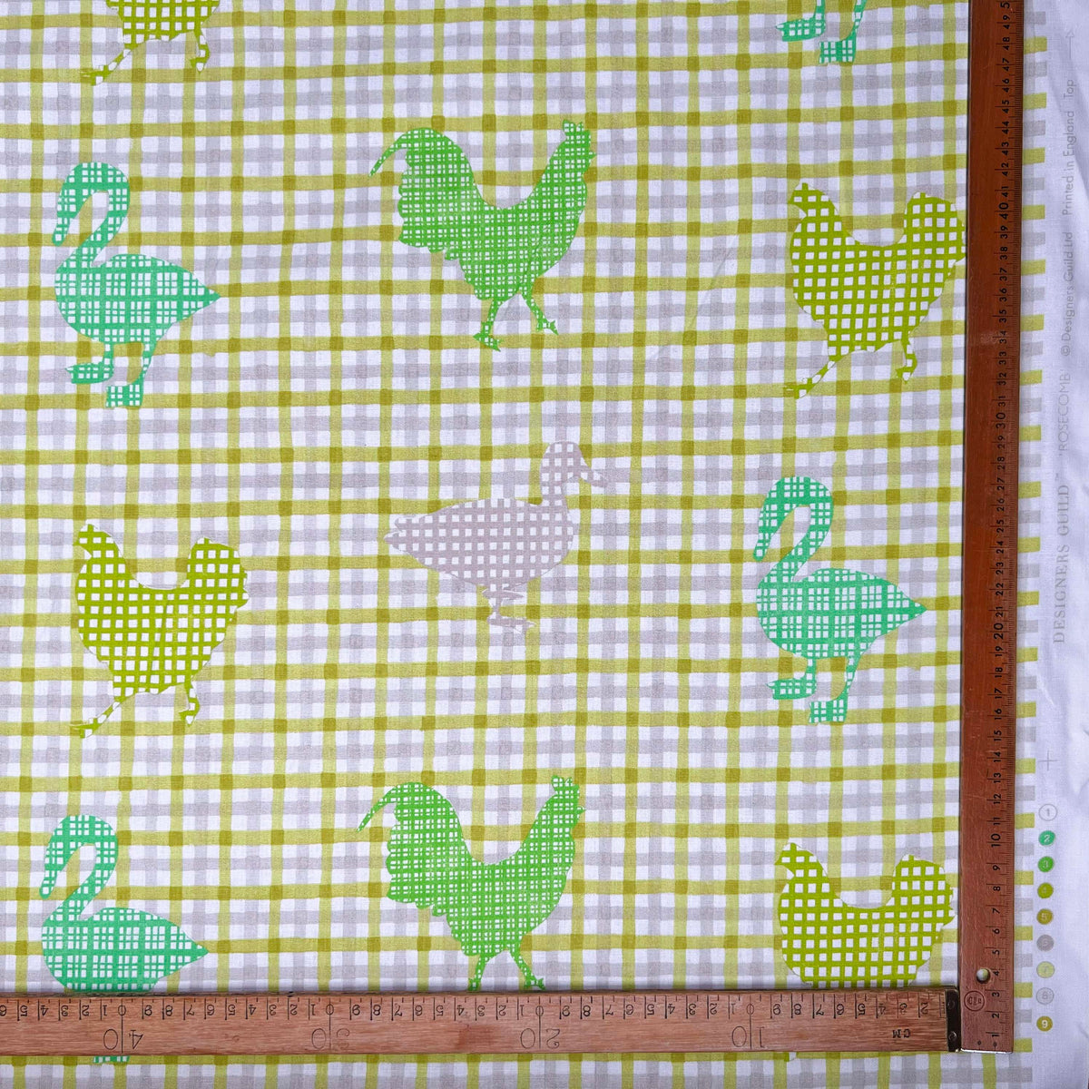 Gingham Chicken Printed Cotton Fabric Designers Guild Rosecomb Ruler