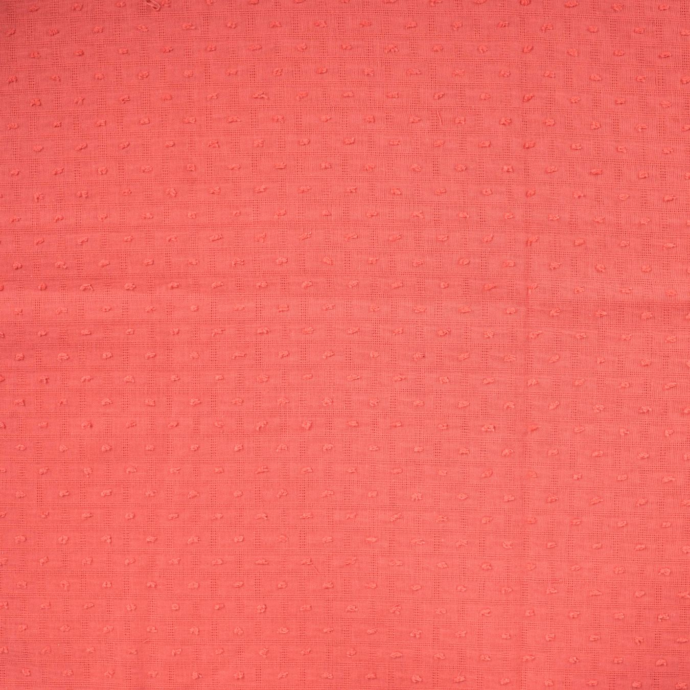 Dot & Check Coral Dobby Cotton 75gsm Dress Fabric Flat