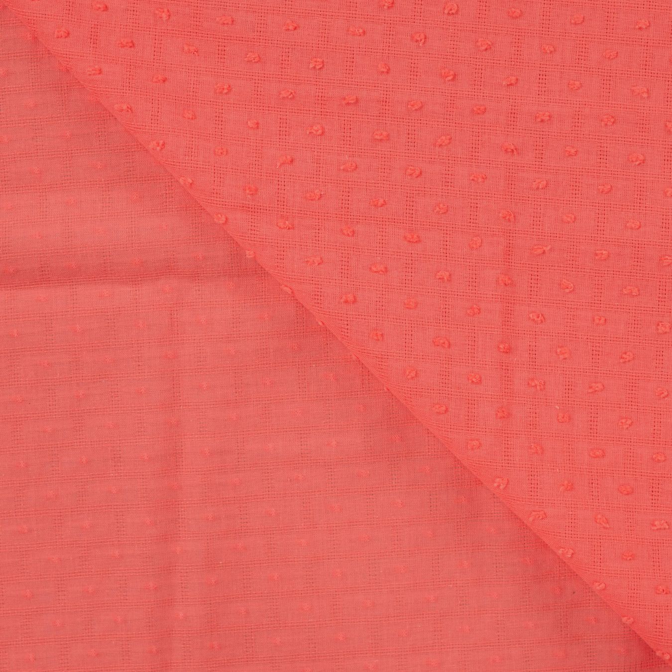 Dot & Check Coral Dobby Cotton 75gsm Dress Fabric Fold