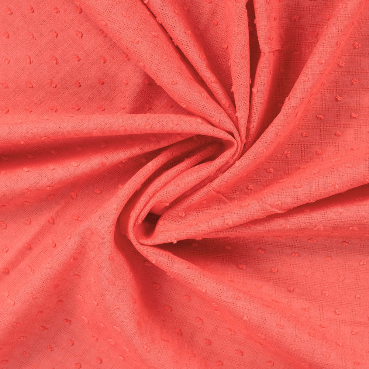 Dot & Check Coral Dobby Cotton 75gsm Dress Fabric Swirl