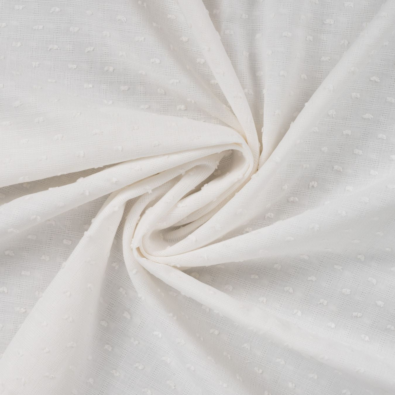 Dot & Check Ecru Dobby Cotton 75gsm Dress Fabric Swirl