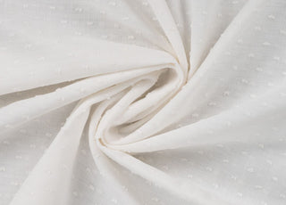 Dot & Check Ecru Dobby Cotton 75gsm Dress Fabric Swirl