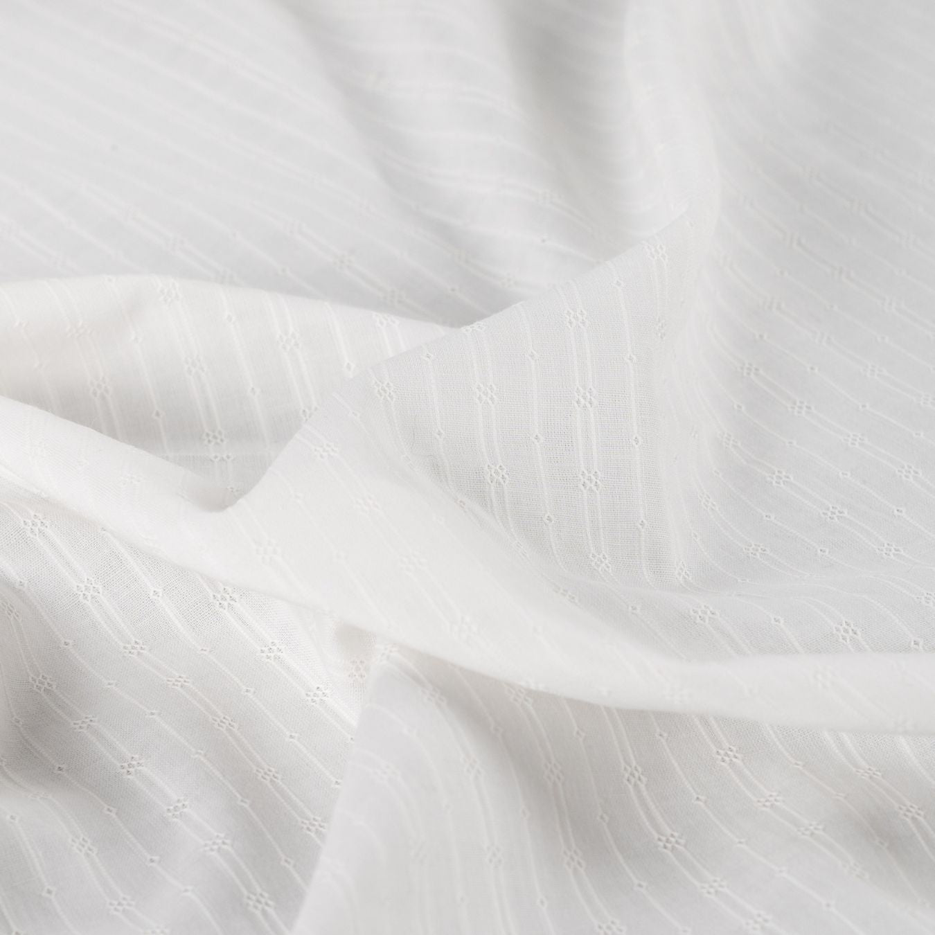 Dot & Stripe Soft White Dobby Cotton 95gsm Dress Fabric CU