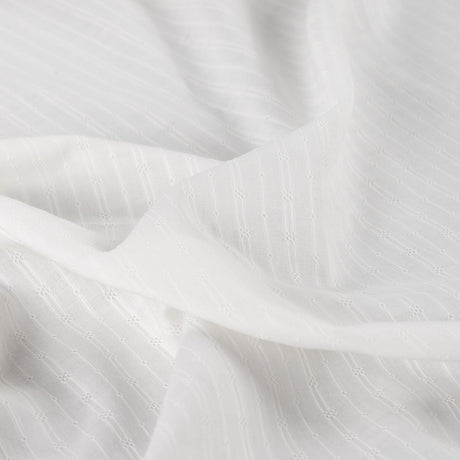 Dot & Stripe Soft White Dobby Cotton 95gsm Dress Fabric CU