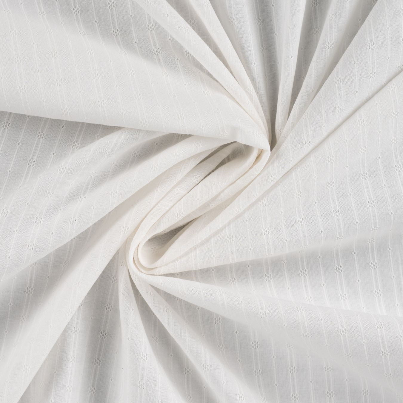 Dot And Stripe Soft White Dobby Cotton 95gsm Dress Fabric Swirl