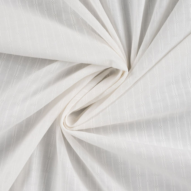 Dot And Stripe Soft White Dobby Cotton 95gsm Dress Fabric Swirl