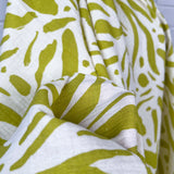 Double Gauze Limes and Cream Cotton Dress Fabric Close up