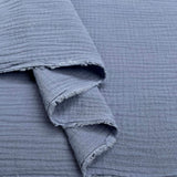 Double Gauze Marks Blue Cotton Denim Woven Puckered Dress Fabric Fold