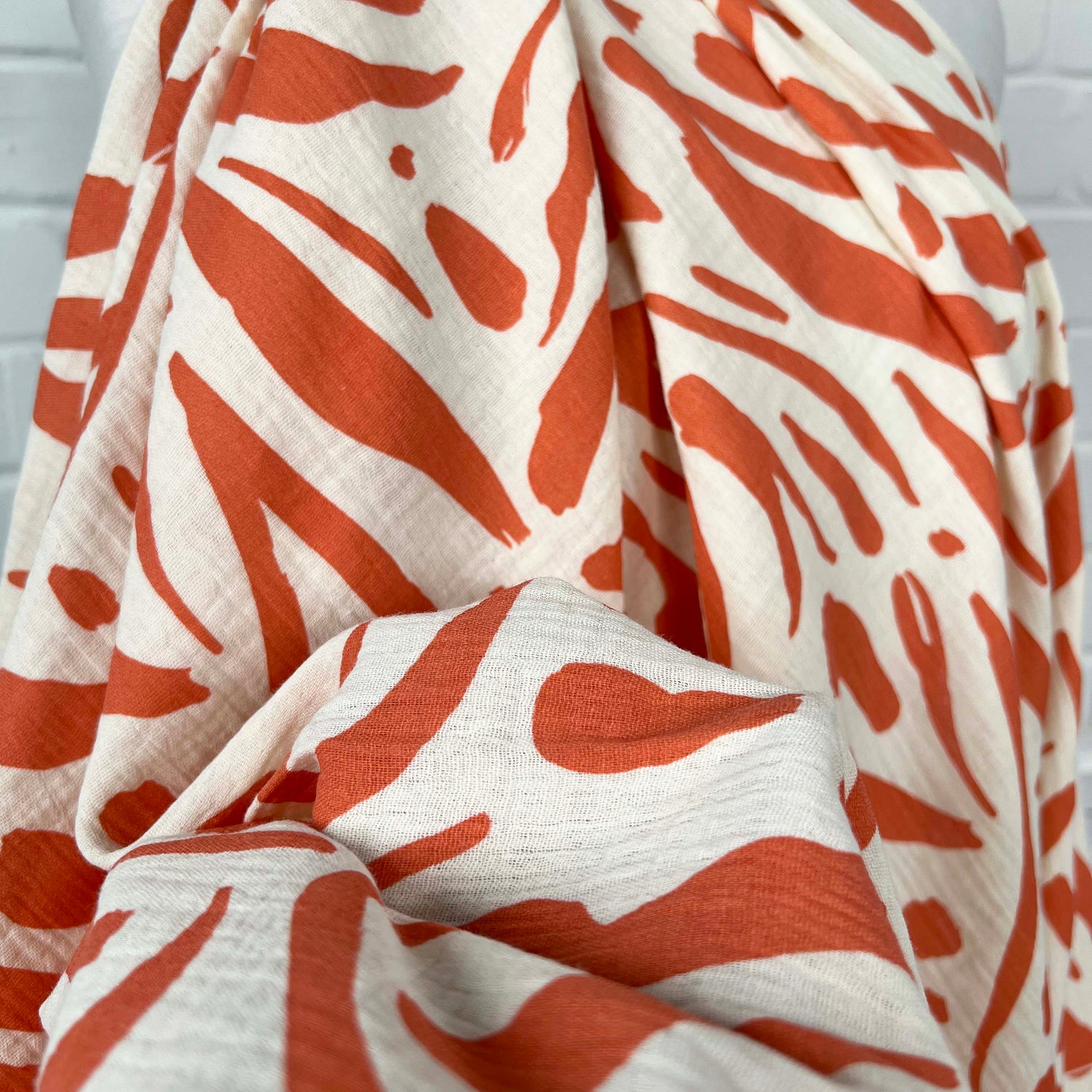 Double Gauze Peaches and Cream Cotton Dress Fabric Close-up