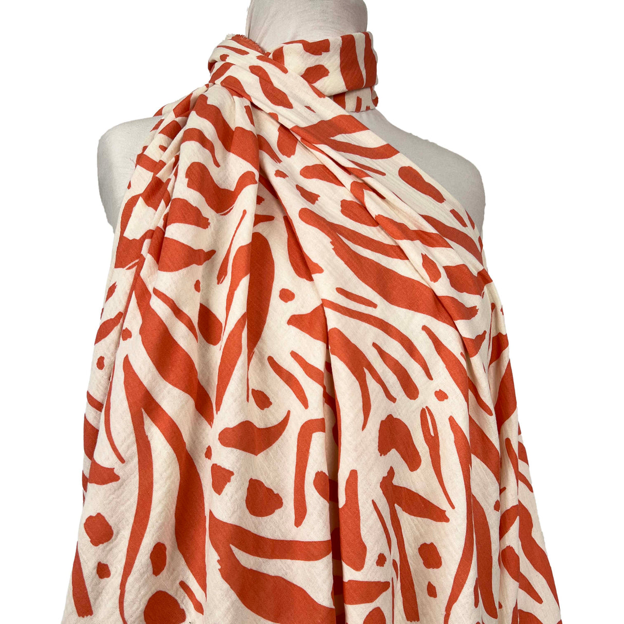 Double Gauze Peaches and Cream Cotton Dress Fabric Mannequin