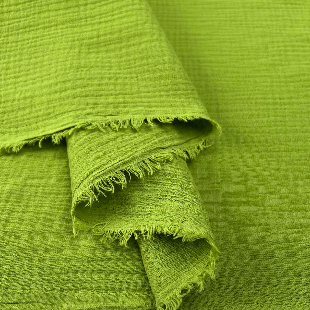 Double Gauze Pistachio Green Cotton Dress Fabric Fold