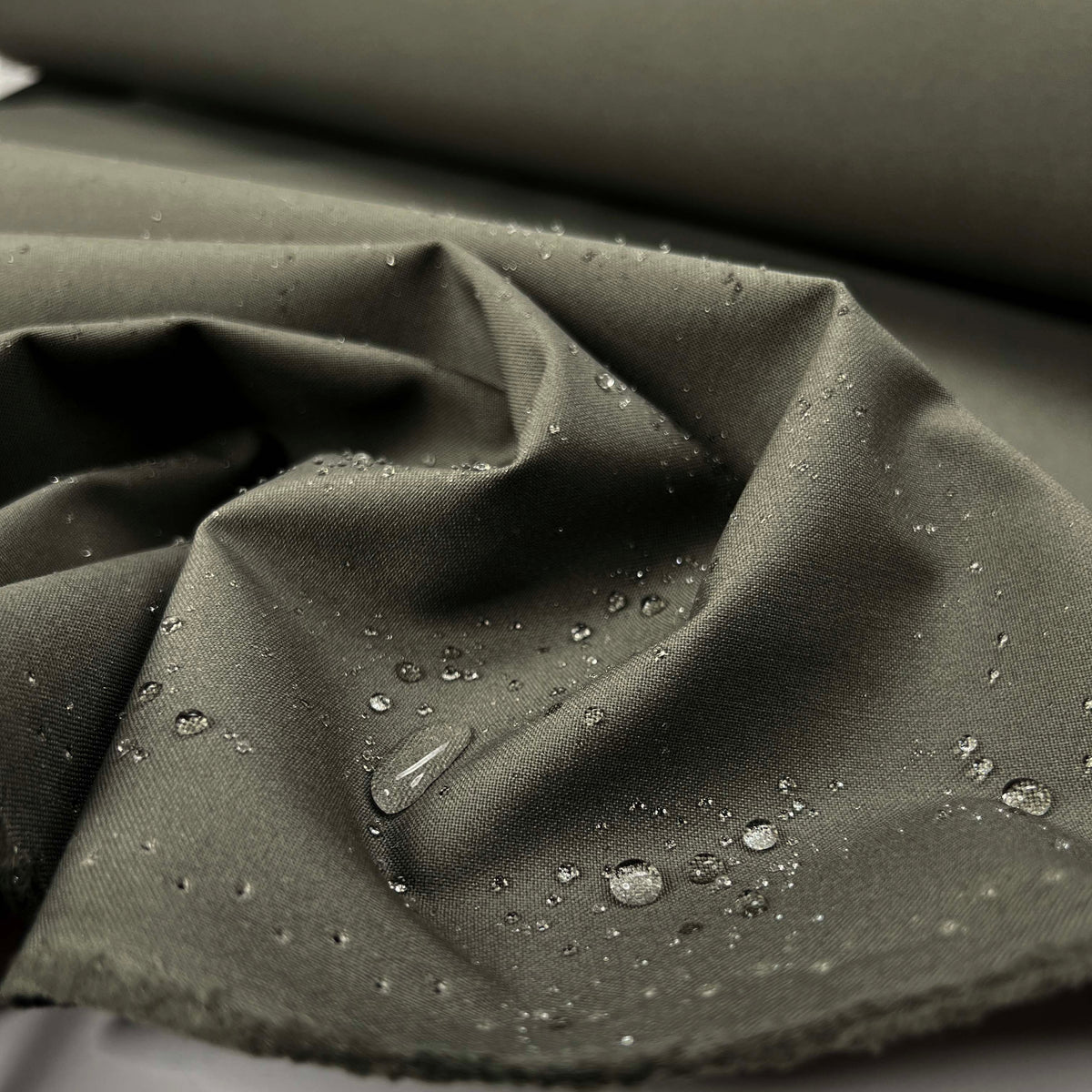 Dry Finish Waxed Cotton 8oz Khaki Water Resistant Plain Coating Fabric CU