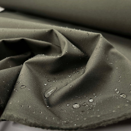 Dry Finish Waxed Cotton 8oz Khaki Water Resistant Plain Coating Fabric CU