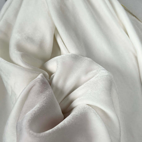 Premium 100% Silk Dress Fabric Dynasty Silk Velvet Ivory CU