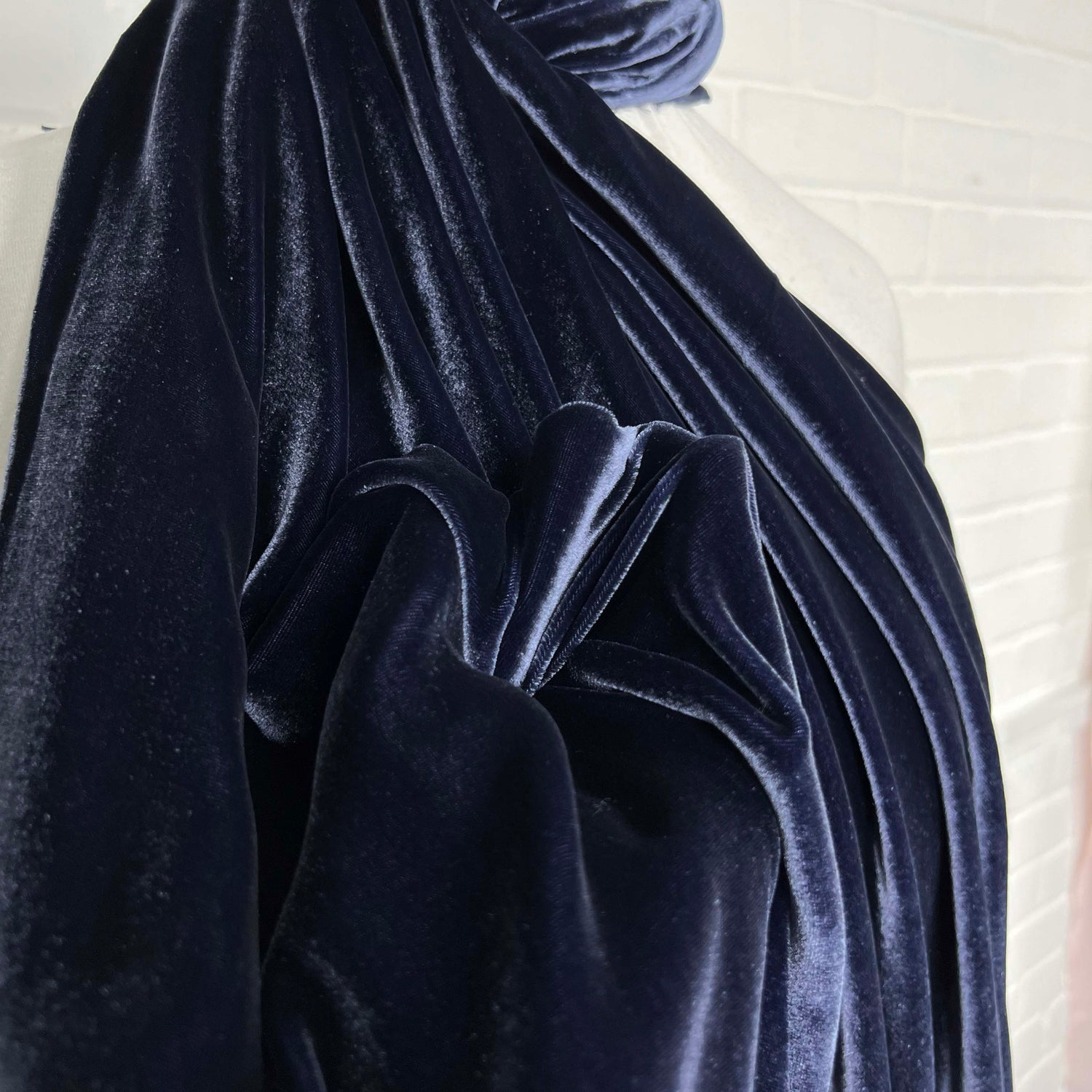 Premium 100% Silk Dress Fabric Dynasty Silk Velvet  Navy CU
