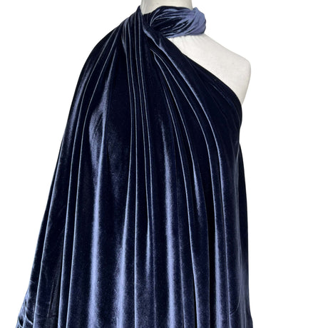 Premium 100% Silk Dress Fabric Dynasty Silk Velvet  Navy Mannequin