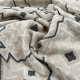Eastern Surprise Wool Polyester Mix Brushed Abstract Cream Grey Coating Fabric CU