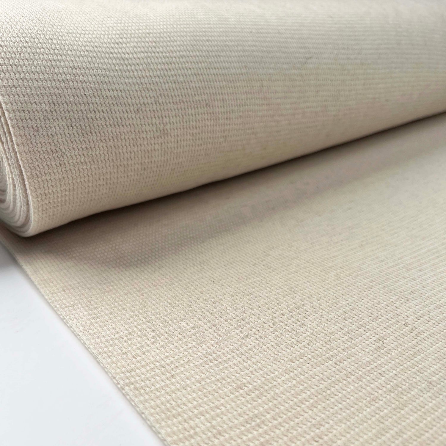Ecru_Knit_Waffle_Jersey_Cotton_Linen_Stretch_Plain_Jersey_Fabric_Bolt