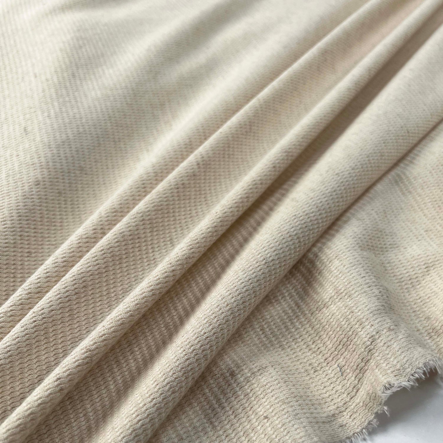 Ecru_Knit_Waffle_Jersey_Cotton_Linen_Stretch_Plain_Jersey_Fabric_CU
