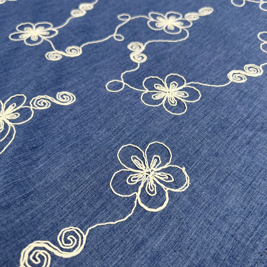 Embroidered Chambray - Denim Blue - Posy