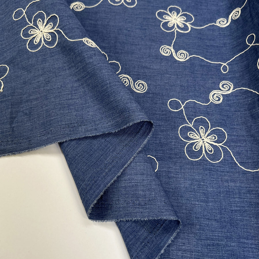 Embroidered Chambray - Denim Blue - Posy