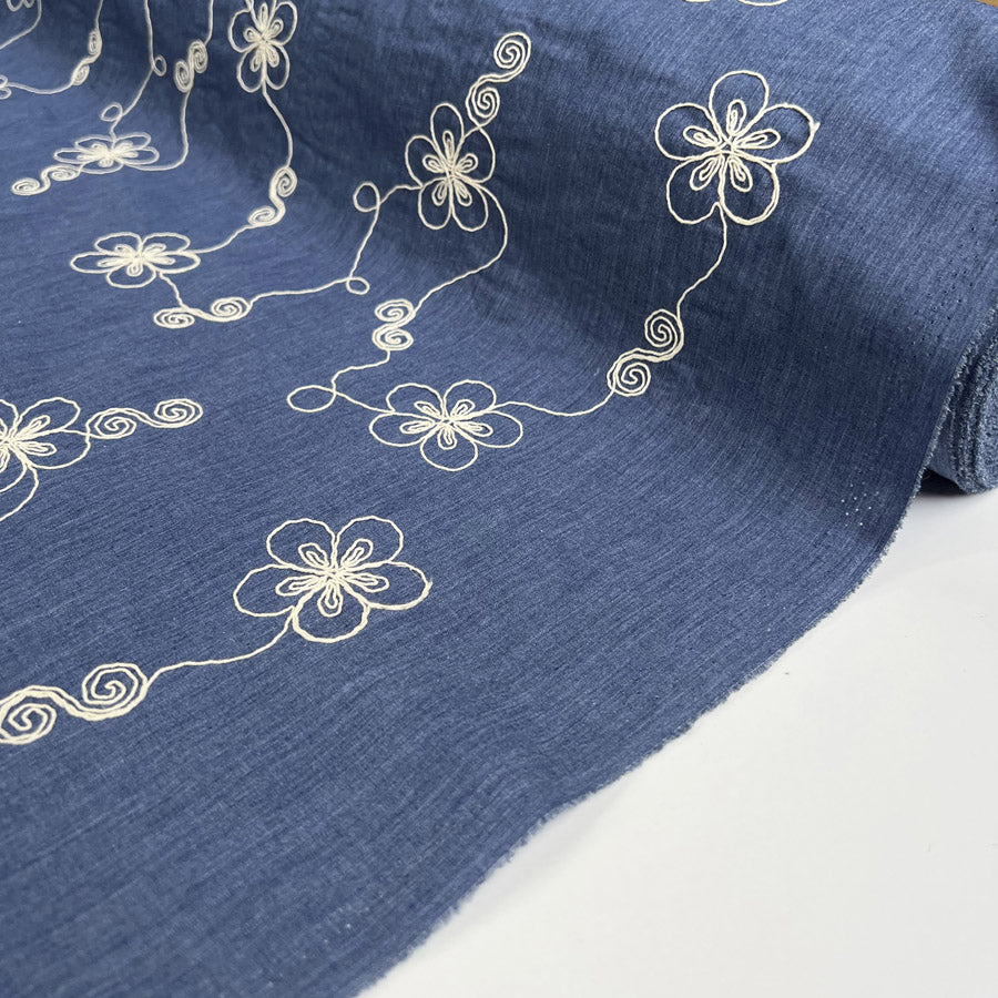Embroidered Chambray - Denim Blue - Posy