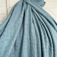 Embroidered Chevron Cotton - Blue
