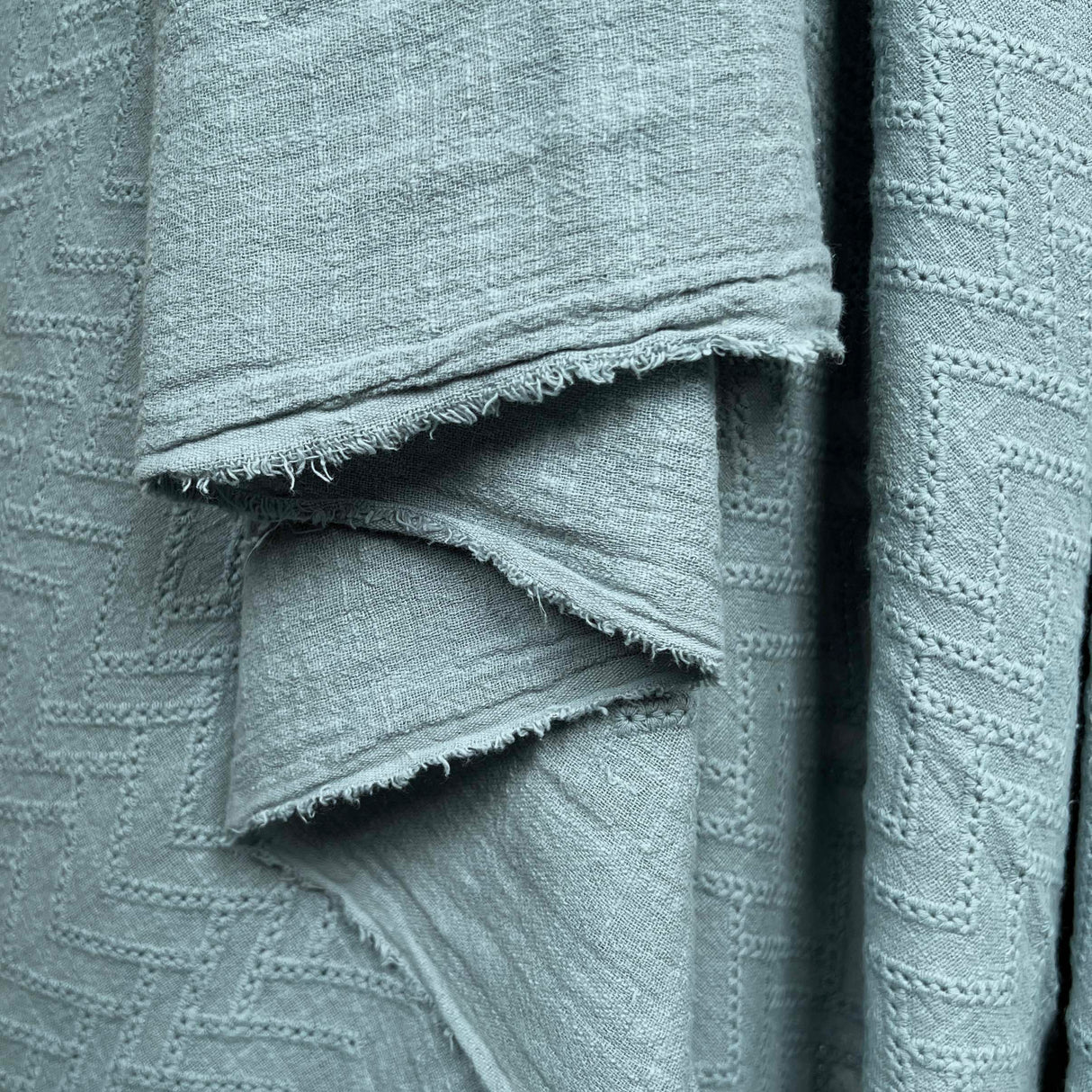Zigzag Gauze Fabric Embroidered Chevron Cotton Blue Hang