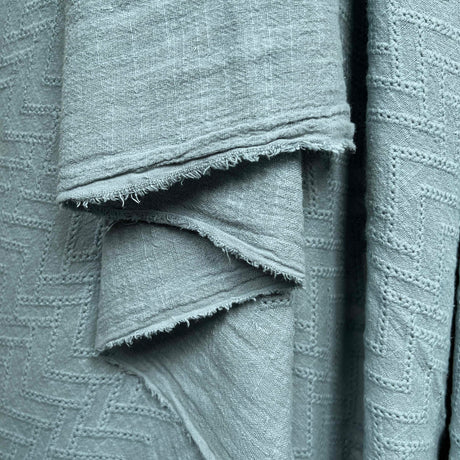 Zigzag Gauze Fabric Embroidered Chevron Cotton Blue Hang