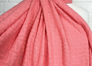 Gauze zigzag fabric Embroidered Chevron Cotton - Pink
