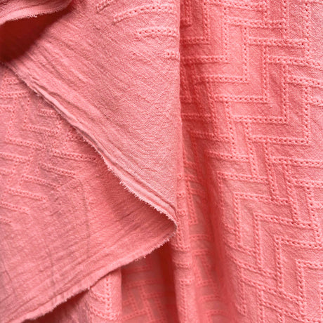 Gauze zigzag fabric Embroidered Chevron Cotton - Pink Hang
