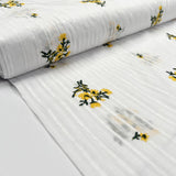Embroidered Cotton Stripe - Yellow Floral