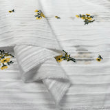 Embroidered Cotton Stripe - Yellow Floral